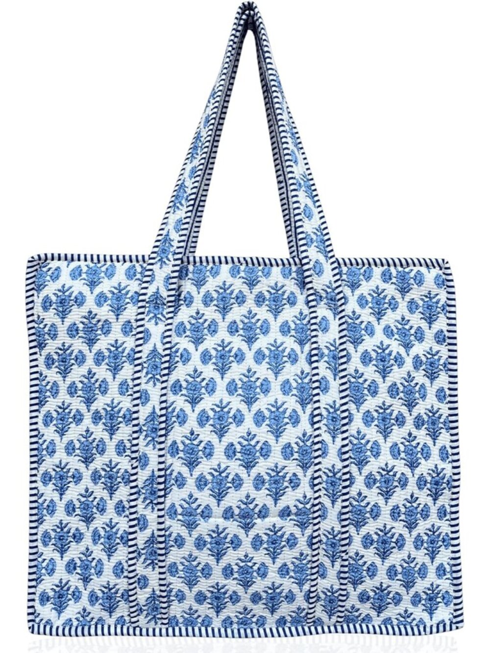 100% Cotton Quilted Tote Bag For Women 18x16– Large Zipper Reusable Beach Bag &